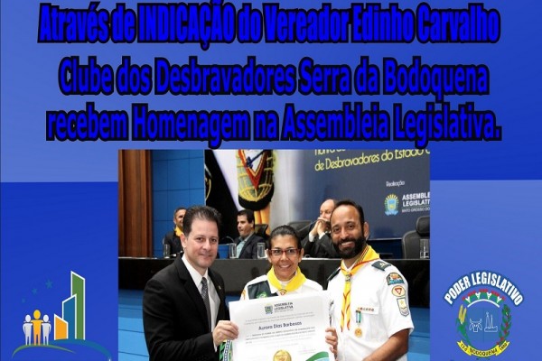 Leia mais sobre o artigo Através de INDICAÇÃO do Vereador Edinho Carvalho, Clube dos Desbravadores Serra da Bodoquena, recebem Homenagem na Assembleia Legislativa.