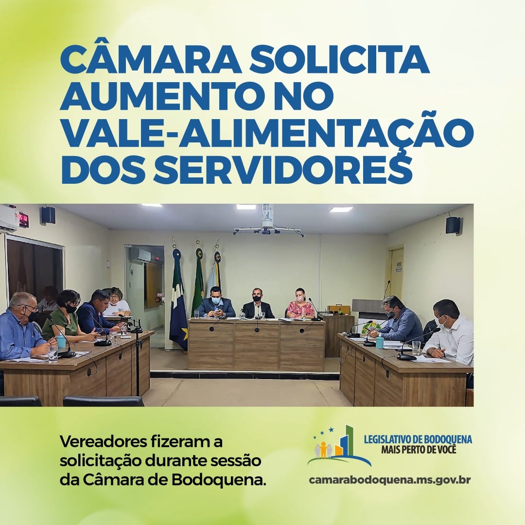 Leia mais sobre o artigo Câmara Municipal de Bodoquena solicita aumento no Vale Alimentação dos Servidores Municipais.